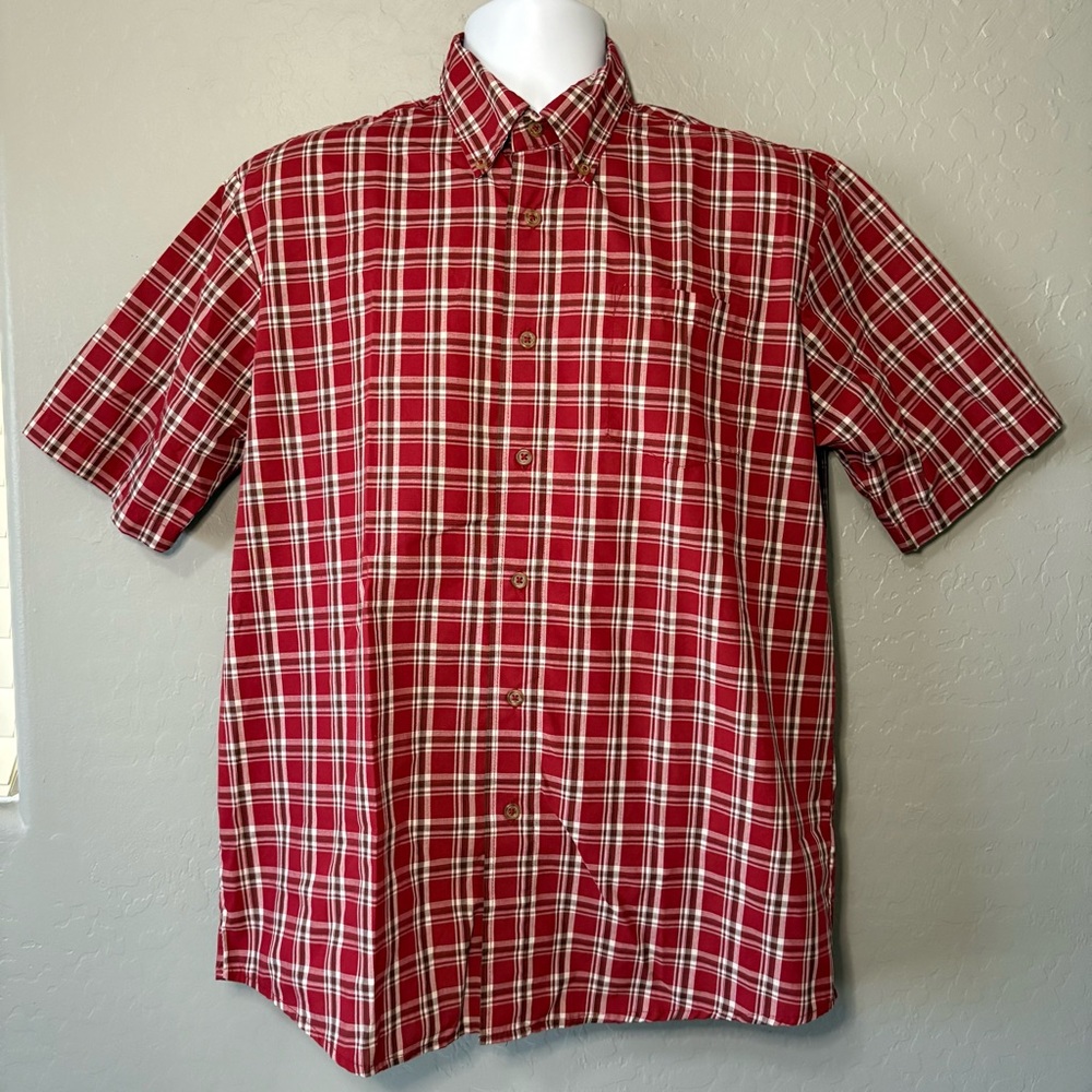 Wrangler Red and White Plaid‎ Casual Shirt Size M
